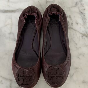 Tory Burch Women's Dark Brown Leather Flats